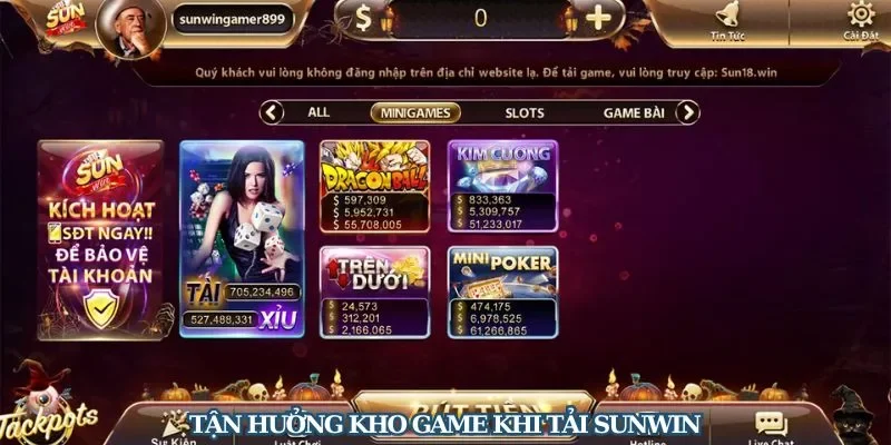 Giao diện ứng dụng sunwin thân thiện dễ sử dụng